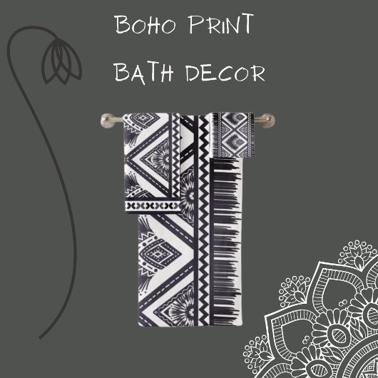 Marine witte boho patroon handdoek
