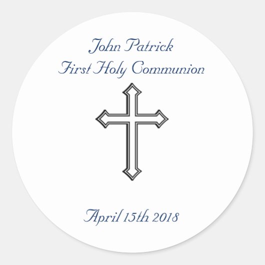 Marine & Witte Communie Ronde Sticker (Voorkant)