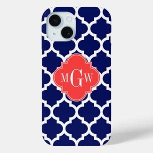 Marine Witte Marokkaanse #5 Koraalrood 3 Initiele iPhone 15 Case