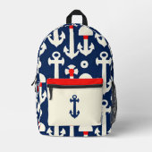 Marine witte nautische  anker reizen bedrukte rugzak (Voorkant)