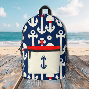 Marine witte nautische  anker reizen bedrukte rugzak
