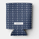 Marine & Witte Pijlen gepersonaliseerd Blikjeskoeler (Voorkant)