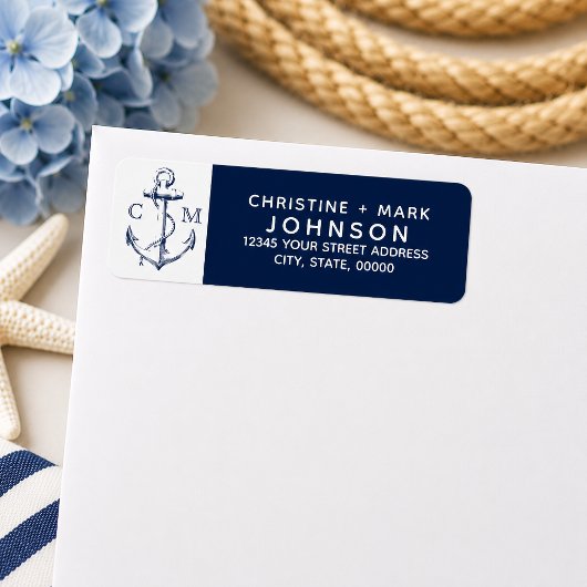 Marine + Witte Schets Anker Koppel | Etiket