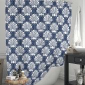 Marine & Witte Seashell Douchegordijn