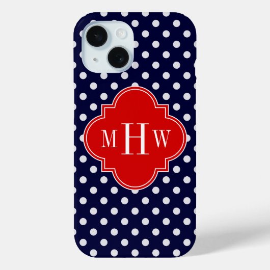Marine Witte Stip Rode Vierblad 3 Monogram Case-Mate iPhone Case (Achterkant)