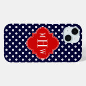 Marine Witte Stip Rode Vierblad 3 Monogram Case-Mate iPhone Case (Achterkant (horizontaal))