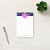 Marine Witte Stippen Hot Pink Quatrefoil 3 Monogra Post-it® Notes (Kantoor)