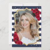 Marine witte strepen rode rozen foto 50e verjaarda kaart (Achterkant)