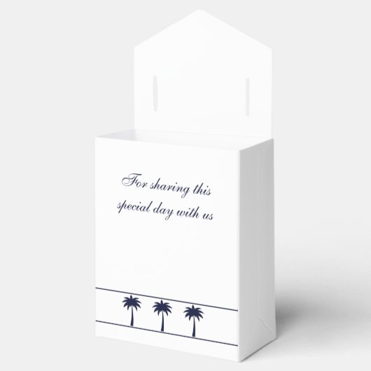 Marine Witte Tropische Palmboom Kustbruiloft Bedankdoosjes (Geopend)