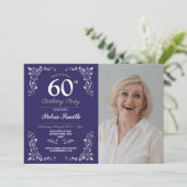 Marine Witte Verjaardag Vrouwen Classy 60th Foto Kaart (Staand voorkant)