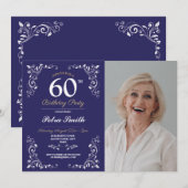 Marine Witte Verjaardag Vrouwen Classy 60th Foto Kaart (Voorkant / Achterkant)