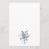 Marine & Witte Wildbloem Silhouet Krans Bruiloft Menu (Achterkant)