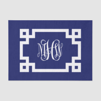 Marine Witte Wing Schrift Monogram Griekse Sleutel Tissuepapier