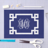 Marine Witte Wing Schrift Monogram Griekse Sleutel Tissuepapier (Craft)