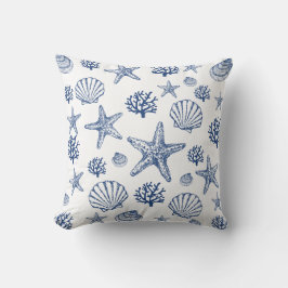 Marine Witte Zee Schelp Patroon Kust Design Kussen