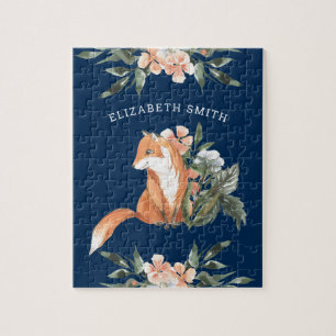 Marine Woodland Forest Schattige Bloemenne Fox Kin Legpuzzel