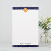 Marine Wt Stippen Kantonmel Quatrefoil 3 Monogram Briefpapier (Staand voorkant)