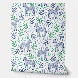 Marine Zebras met Groen en Blauwe Begroeiing / Saf Behang