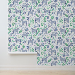 Marine Zebras met Groen en Blauwe Begroeiing / Saf Behang