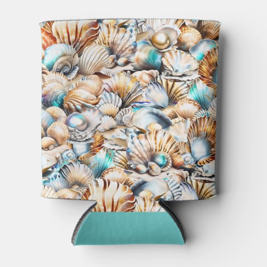 Marine zee shell parel iriserend nautisch patroon blikjeskoeler (Voorkant)