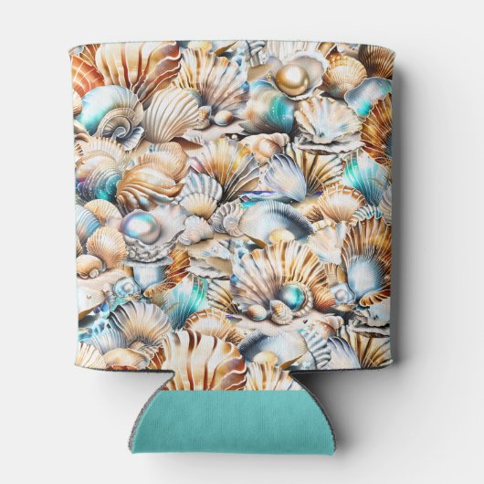 Marine zee shell parel iriserend nautisch patroon blikjeskoeler (Achterkant)