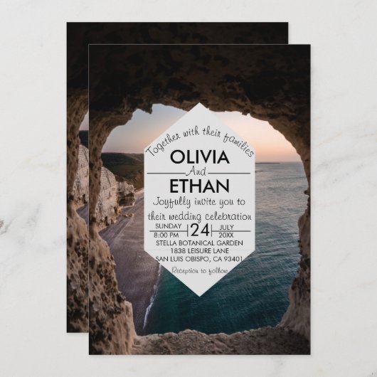 Marine Zeegezicht Strand Zee Zomer Bruiloft Kaart (Voorkant / Achterkant)