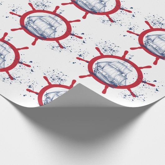 Marine zeilboot cadeaupapier (Hoek)