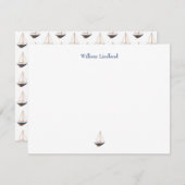 Marine zeilboot Classic Kust gepersonaliseerd Notitiekaartje (Voorkant / Achterkant)