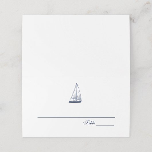 Marine zeilboot nautische bruiloft | plaatskaartje (Buitenkant ongevouwen)