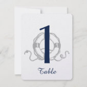 Marine Zilver Anker Strand Bruiloft Tafel Nummer Kaart (Voorkant)