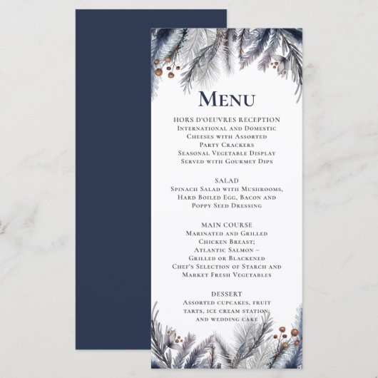 Marine, Zilver, Blauw Grijs Menu (Voorkant / Achterkant)