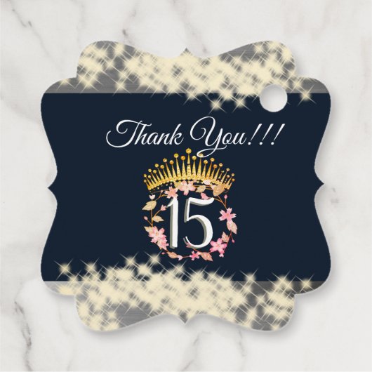 Marine Zilver Elegante Quinceanera Viering Bedankjes Labels (Achterkant)