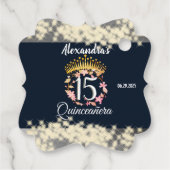 Marine Zilver Elegante Quinceanera Viering Bedankjes Labels (Achterkant)