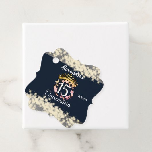 Marine Zilver Elegante Quinceanera Viering Bedankjes Labels (In situ)