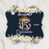 Marine Zilver Elegante Quinceanera Viering Bedankjes Labels (Voorkant)