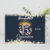 Marine Zilver Elegante Quinceanera Viering Menu (Staand voorkant)