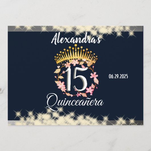 Marine Zilver Elegante Quinceanera Viering Menu (Voorkant)