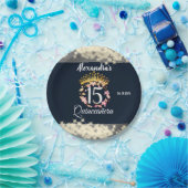 Marine Zilver Elegante Quinceanera Viering Papieren Bordje (Feest)