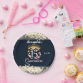 Marine Zilver Elegante Quinceanera Viering Papieren Bordje (Feest)