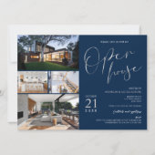 Marine & Zilver Modern Vastgoed Open Huis Foto's Kaart (Voorkant)