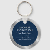 Marine & Zilver Vastgoedmakelaar Notaris Zakelijke Sleutelhanger (Achterkant)