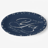 Marine Zilver Ze Zei Ja Verloving Feest Papieren Bordje (Gekanteld)