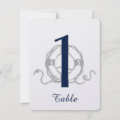 Marine Zilveren Anker Strand Bruiloft Tafel Nummer Kaart (Achterkant)