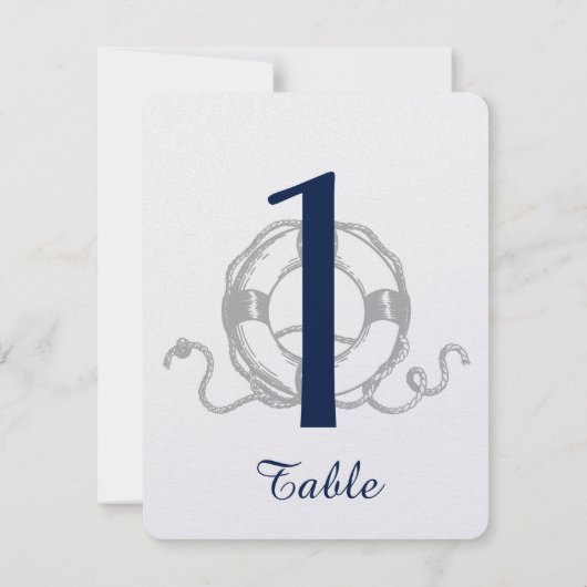 Marine Zilveren Anker Strand Bruiloft Tafel Nummer Kaart (Achterkant)