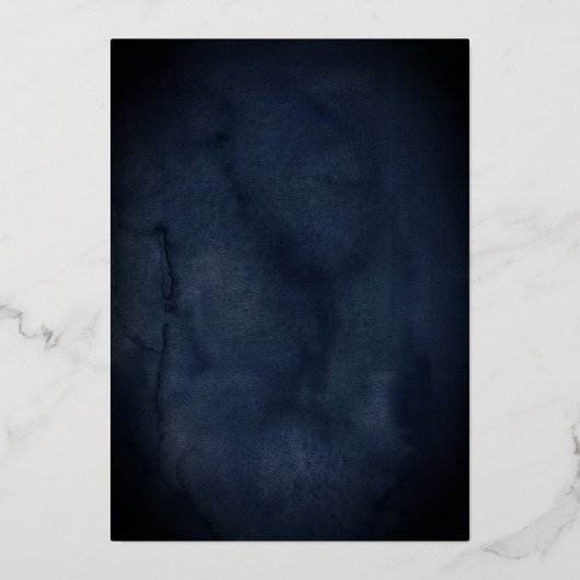 Marine Zilveren Bloemen Vlinder Jongen Doop Folie Uitnodiging (Achterkant)