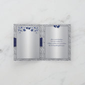 Marine Zilveren Bloemhartjes NEP Folie Bedankkaart (Binnen)