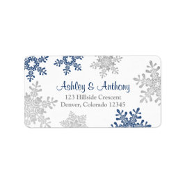 Marine Zilveren Sneeuwvlok Bruiloft Retouradres Etiket