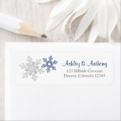 Marine Zilveren Sneeuwvlok Winter Bruiloft Adres Etiket (Insitu)