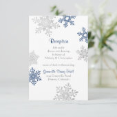 Marine Zilveren Sneeuwvlok Winter Bruiloft Recepti Informatiekaartje (Staand voorkant)