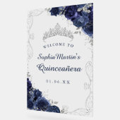 Marine Zilveren Wervelkolk Bloemen Quinceanera Acr Acryl Bord (Hoek)